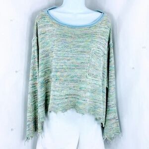 Free People Sweater Oversized Pullover Slouchy Cropped Relaxed Fit Sweater Sz XS